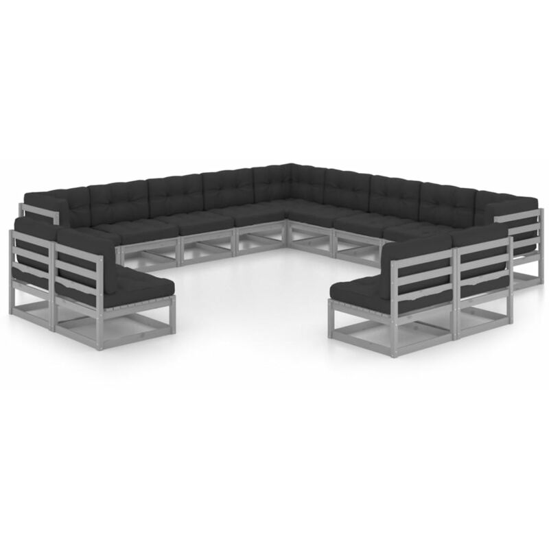 Juego de muebles de jardín 13 pzas y cojines madera maciza pino - Gris - Youthup
Juego de muebles de jardín 13 pzas y cojines madera maciza pino - Gris - Youthup