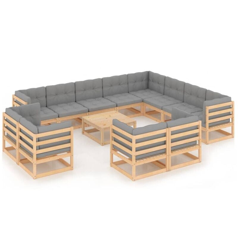 Juego de muebles de jardín 13 pzas y cojines madera pino maciza - Marrón - Youthup
Juego de muebles de jardín 13 pzas y cojines madera pino maciza - Marrón - Youthup