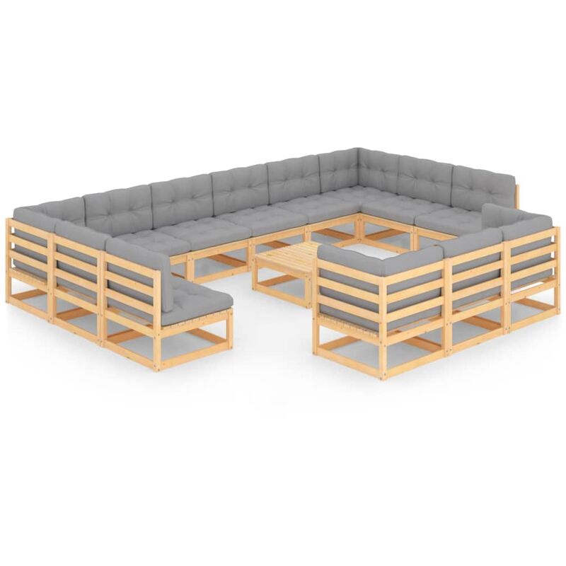 Juego de muebles de jardín 14 pzas y cojines madera maciza pino - Marrón - Youthup
Juego de muebles de jardín 14 pzas y cojines madera maciza pino - Marrón - Youthup