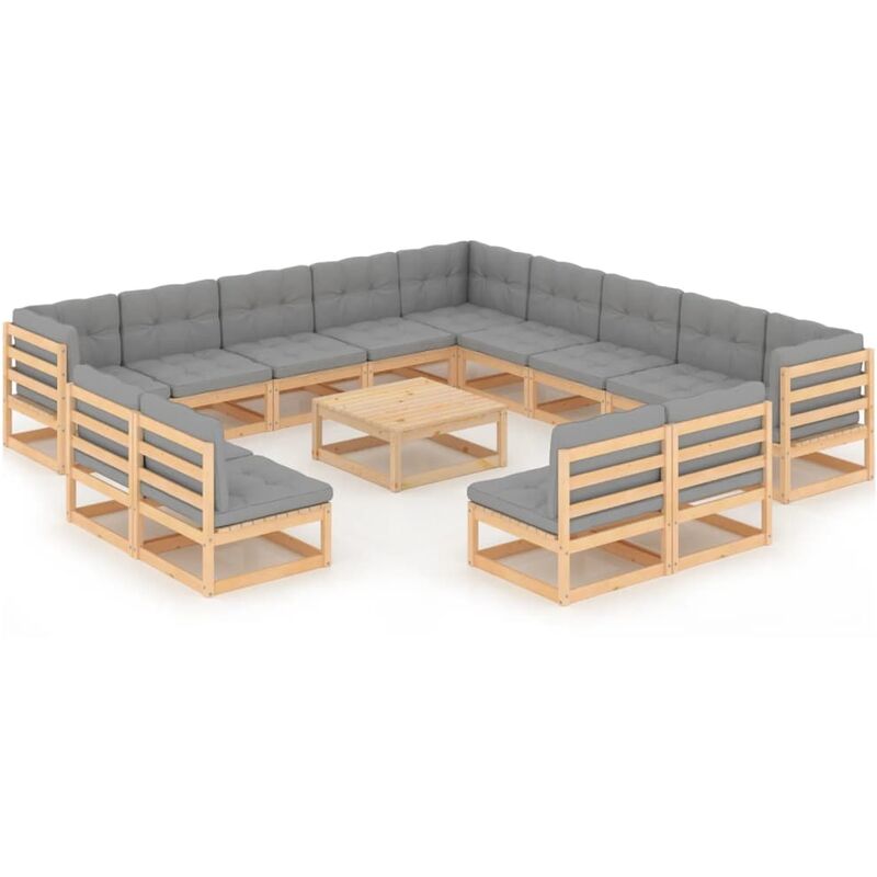Juego de muebles de jardín 14 pzas y cojines madera pino maciza - Marrón - Youthup
Juego de muebles de jardín 14 pzas y cojines madera pino maciza - Marrón - Youthup