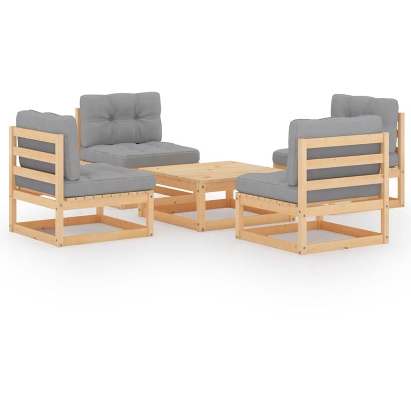 Juego de muebles de jardín 5 pzas y cojines madera pino maciza - Marrón - Youthup
Juego de muebles de jardín 5 pzas y cojines madera pino maciza - Marrón - Youthup