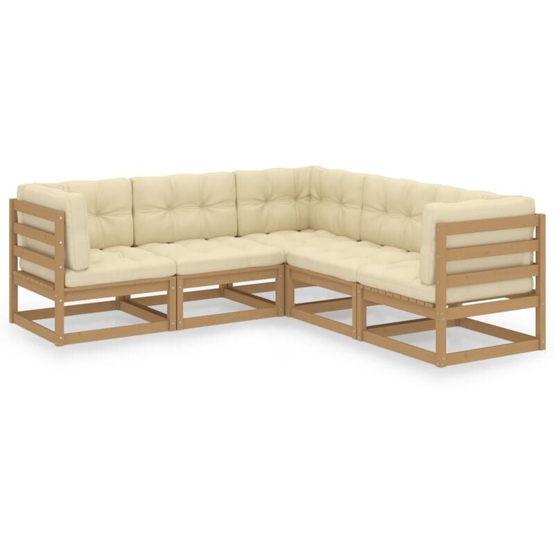 Juego de muebles de jardín 5 pzas y cojines madera pino maciza - Marrón - Youthup
Juego de muebles de jardín 5 pzas y cojines madera pino maciza - Marrón - Youthup