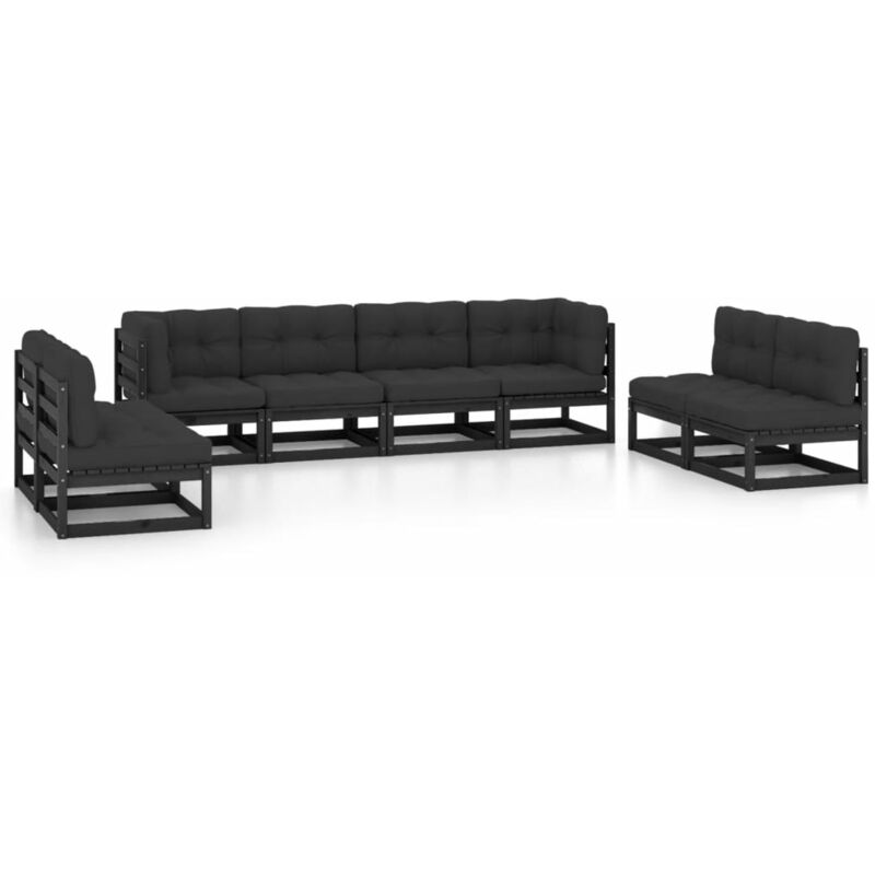 Juego de muebles de jardín 8 pzas y cojines madera pino maciza - Negro - Youthup
Juego de muebles de jardín 8 pzas y cojines madera pino maciza - Negro - Youthup