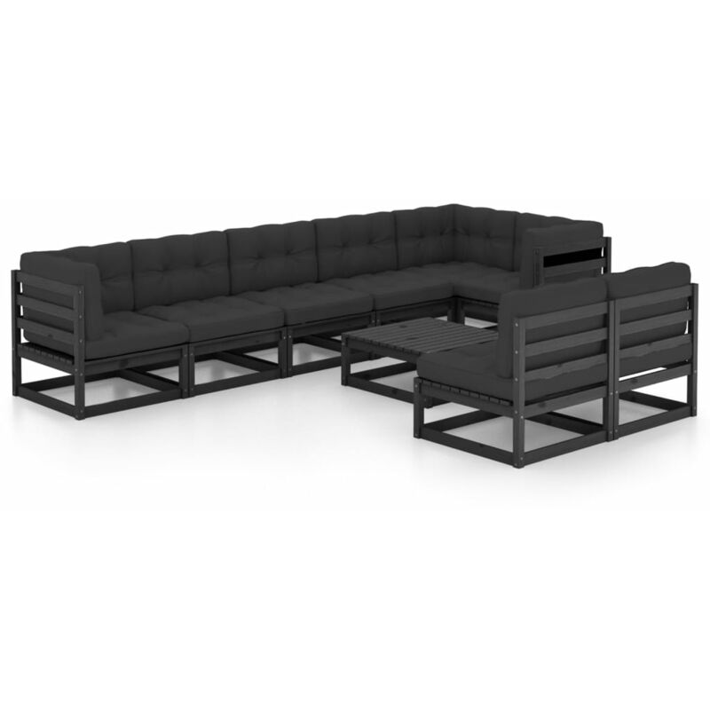 YOUTHUP Juego de muebles de jardín 9 pzas y cojines madera maciza pino - Negro
YOUTHUP Juego de muebles de jardín 9 pzas y cojines madera maciza pino - Negro