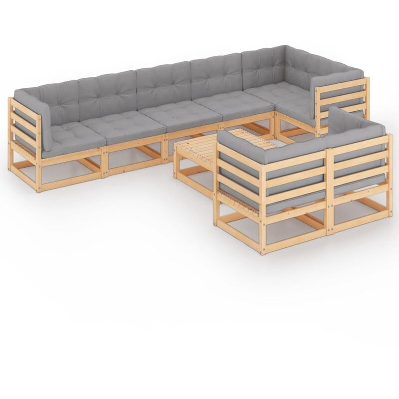 Juego de muebles de jardín 9 pzas y cojines madera pino maciza - Marrón - Youthup
Juego de muebles de jardín 9 pzas y cojines madera pino maciza - Marrón - Youthup