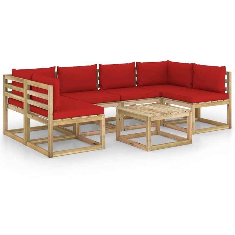 Juego de muebles jardín 7 pzas cojines madera pino impregnado - Marrón - Youthup
Juego de muebles jardín 7 pzas cojines madera pino impregnado - Marrón - Youthup