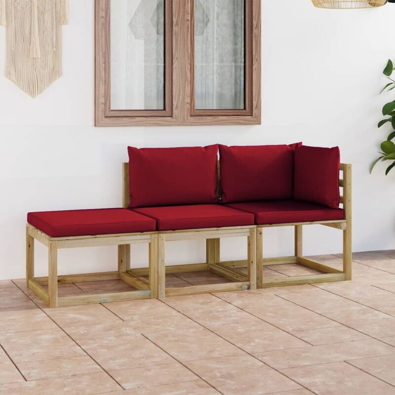 Juego de muebles jardín de 3 piezas con cojines rojo vino tinto - Marrón - Youthup
Juego de muebles jardín de 3 piezas con cojines rojo vino tinto - Marrón - Youthup