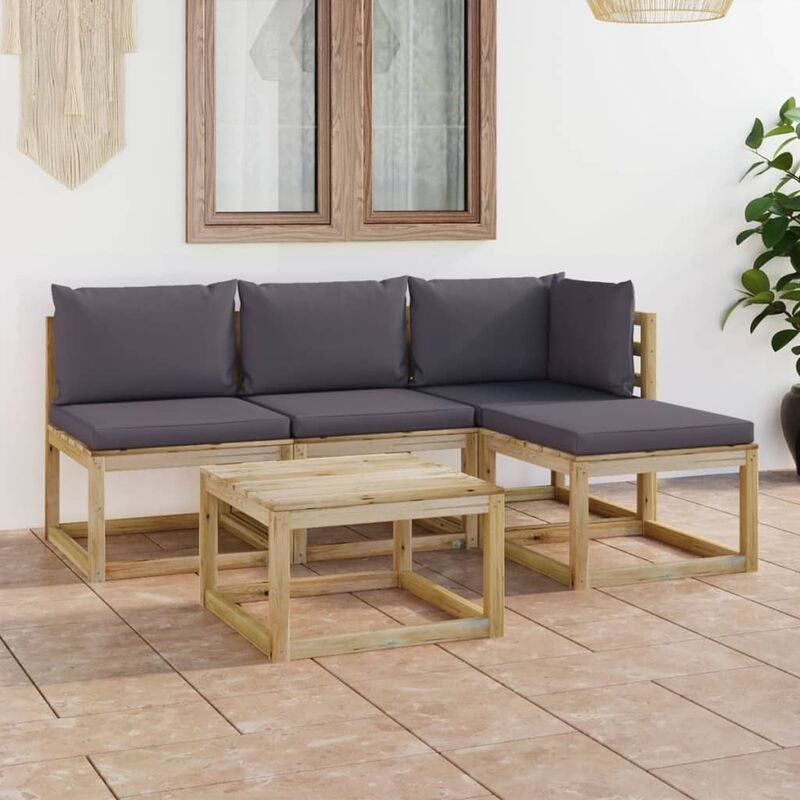 Juego de muebles jardín de 5 piezas con cojines gris antracita - Marrón - Youthup
Juego de muebles jardín de 5 piezas con cojines gris antracita - Marrón - Youthup