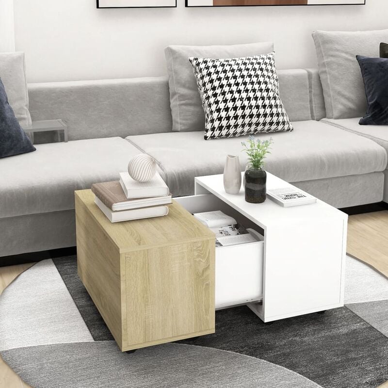 Mesa de centro de aglomerado blanco y roble Sonoma 60x60x38 cm - Beige - Youthup
Mesa de centro de aglomerado blanco y roble Sonoma 60x60x38 cm - Beige - Youthup