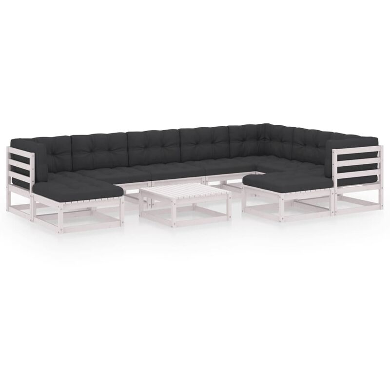 Muebles de jardín 10 piezas con cojines blanco madera de pino - Marrón - Youthup
Muebles de jardín 10 piezas con cojines blanco madera de pino - Marrón - Youthup