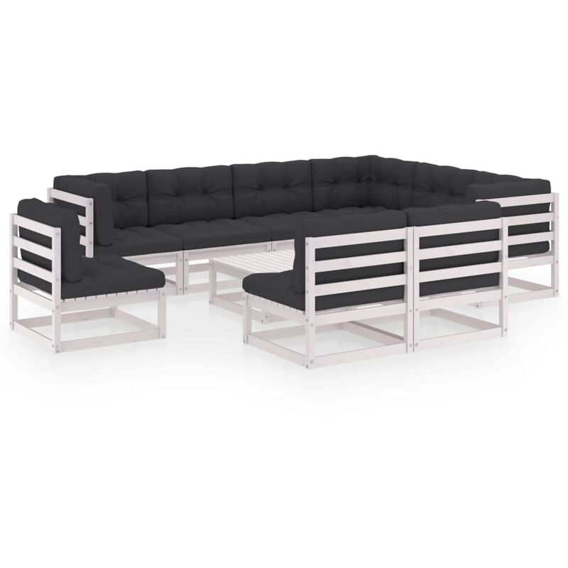 Muebles de jardín 10 piezas con cojines blanco madera de pino - Blanco - Youthup
Muebles de jardín 10 piezas con cojines blanco madera de pino - Blanco - Youthup