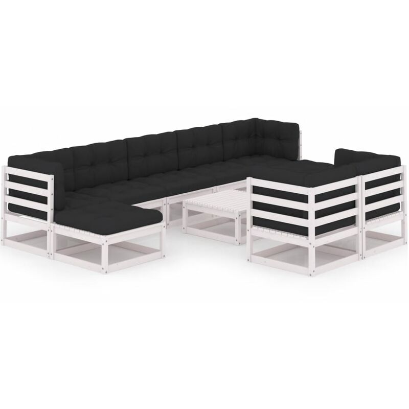 Muebles de jardín 10 piezas con cojines blanco madera de pino - Blanco - Youthup
Muebles de jardín 10 piezas con cojines blanco madera de pino - Blanco - Youthup