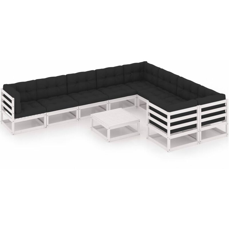 Muebles de jardín 10 piezas con cojines blanco madera de pino - Blanco - Youthup
Muebles de jardín 10 piezas con cojines blanco madera de pino - Blanco - Youthup