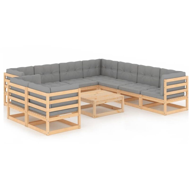 Muebles de jardín 10 piezas con cojines madera de pino maciza - Marrón - Youthup
Muebles de jardín 10 piezas con cojines madera de pino maciza - Marrón - Youthup