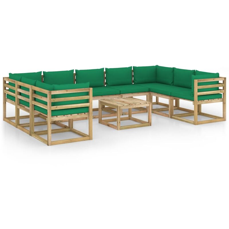 Muebles de jardín 10 piezas con cojines madera impregnada gris - Marrón - Youthup
Muebles de jardín 10 piezas con cojines madera impregnada gris - Marrón - Youthup