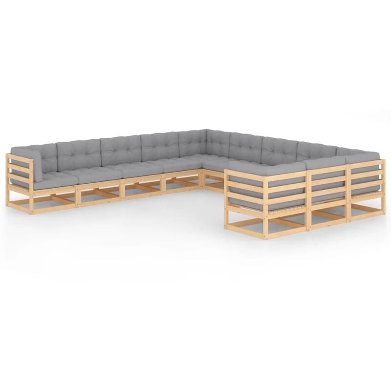 Muebles de jardín 11 piezas con cojines de madera de pino maciza - Marrón - Youthup
Muebles de jardín 11 piezas con cojines de madera de pino maciza - Marrón - Youthup