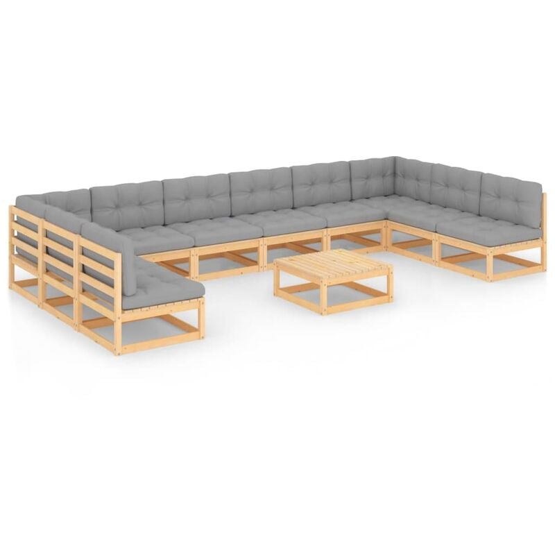 Muebles de jardín 11 pzas con cojines de madera de pino maciza - Marrón - Youthup
Muebles de jardín 11 pzas con cojines de madera de pino maciza - Marrón - Youthup