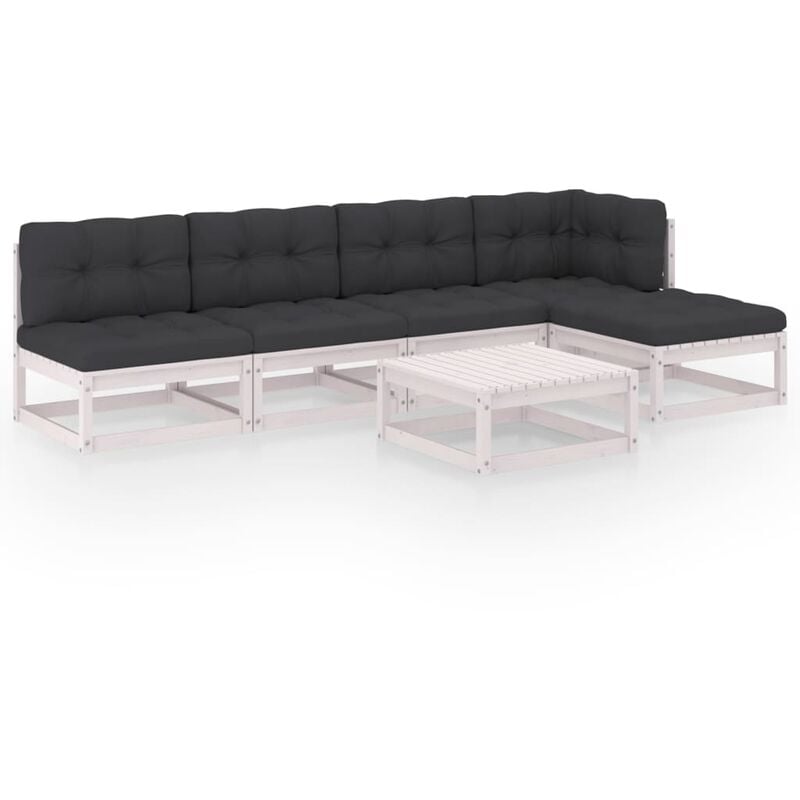Muebles de jardín 6 piezas con cojines de madera de pino maciza - Blanco - Youthup
Muebles de jardín 6 piezas con cojines de madera de pino maciza - Blanco - Youthup