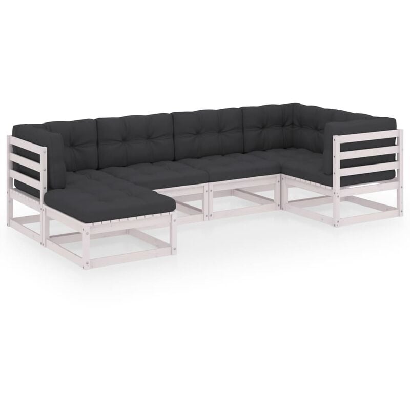 Muebles de jardín 6 piezas con cojines de madera de pino maciza - Blanco - Youthup
Muebles de jardín 6 piezas con cojines de madera de pino maciza - Blanco - Youthup