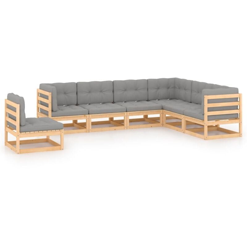 Muebles de jardín 7 piezas con cojines de madera de pino maciza - Marrón - Youthup
Muebles de jardín 7 piezas con cojines de madera de pino maciza - Marrón - Youthup