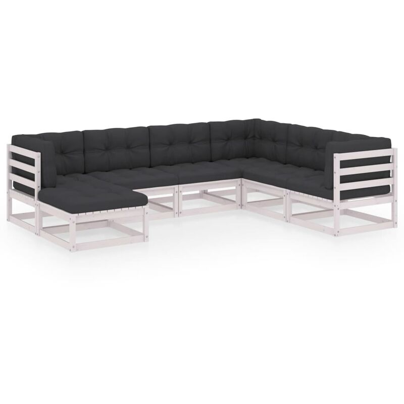 Muebles de jardín 7 piezas con cojines de madera de pino maciza - Blanco - Youthup
Muebles de jardín 7 piezas con cojines de madera de pino maciza - Blanco - Youthup