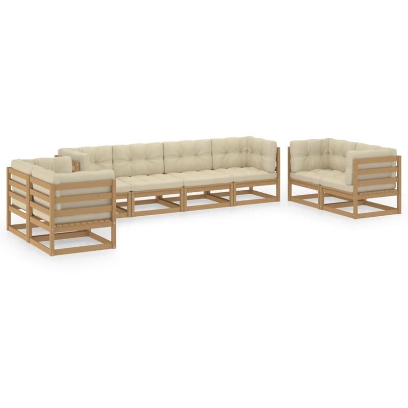Muebles de jardín 8 piezas con cojines de madera de pino maciza - Marrón - Youthup
Muebles de jardín 8 piezas con cojines de madera de pino maciza - Marrón - Youthup