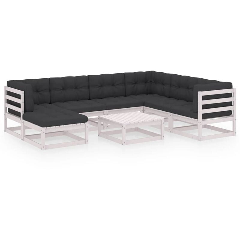 Muebles de jardín 8 piezas con cojines de madera de pino maciza - Blanco - Youthup
Muebles de jardín 8 piezas con cojines de madera de pino maciza - Blanco - Youthup