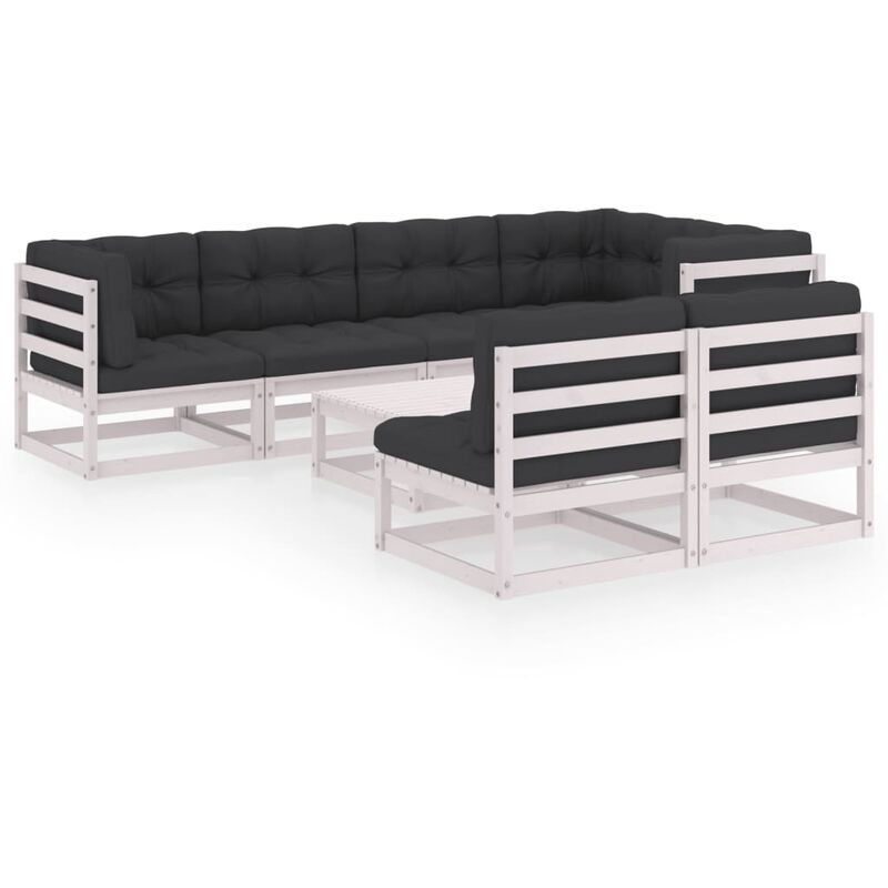 Muebles de jardín 8 piezas con cojines de madera de pino maciza - Blanco - Youthup
Muebles de jardín 8 piezas con cojines de madera de pino maciza - Blanco - Youthup