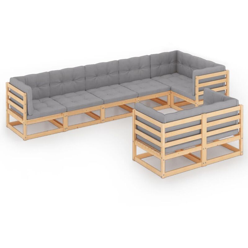 Muebles de jardín 8 piezas con cojines de madera de pino maciza - Marrón - Youthup
Muebles de jardín 8 piezas con cojines de madera de pino maciza - Marrón - Youthup