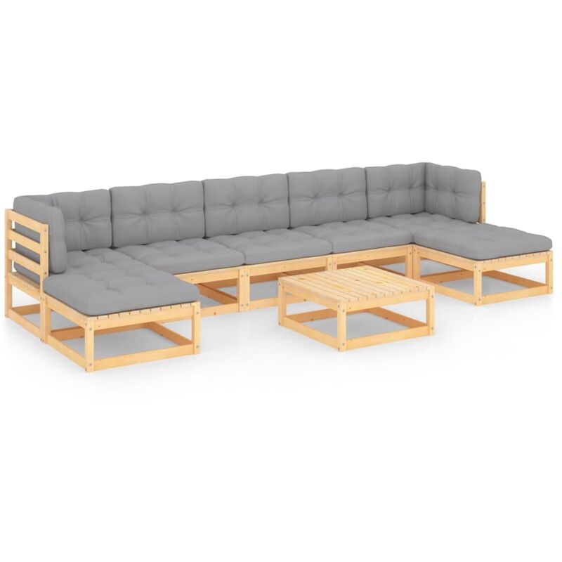 Muebles de jardín 8 piezas con cojines de madera de pino maciza - Marrón - Youthup
Muebles de jardín 8 piezas con cojines de madera de pino maciza - Marrón - Youthup