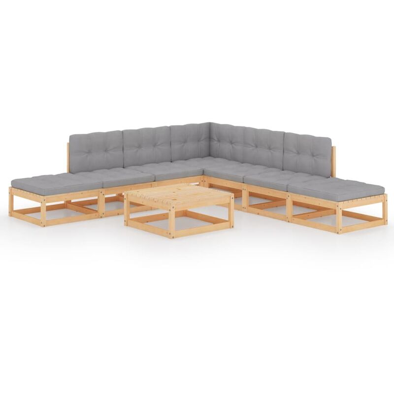 Muebles de jardín 8 piezas con cojines de madera de pino maciza - Marrón - Youthup
Muebles de jardín 8 piezas con cojines de madera de pino maciza - Marrón - Youthup