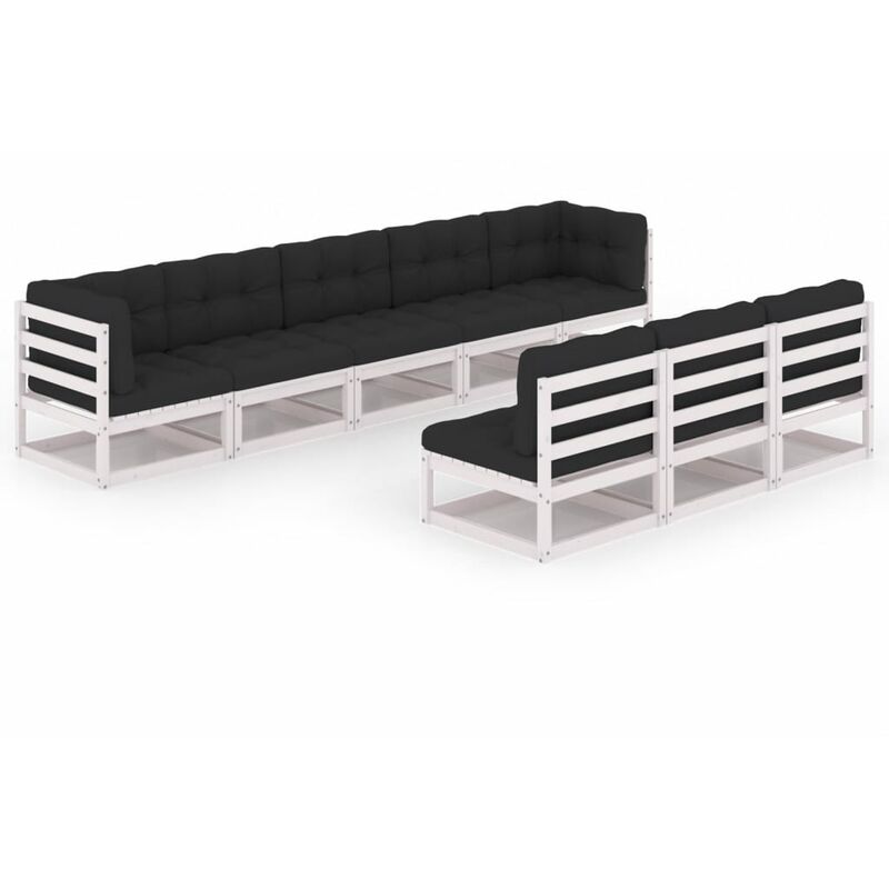 Muebles de jardín 8 pzas y cojines blanco madera maciza pino - Blanco - Youthup
Muebles de jardín 8 pzas y cojines blanco madera maciza pino - Blanco - Youthup