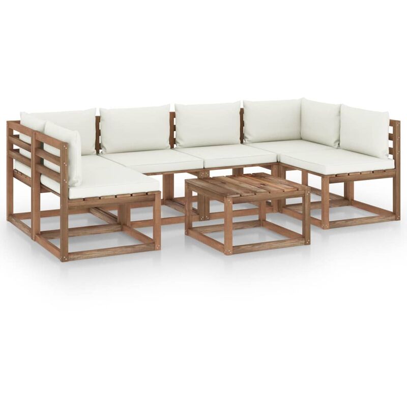 Muebles de palets jardín 7 pzas cojines madera pino impregnada - Marrón - Youthup
Muebles de palets jardín 7 pzas cojines madera pino impregnada - Marrón - Youthup
