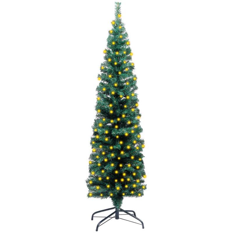 YOUTHUP Árbol Navidad artificial estrecho LED soporte PVC verde 120 cm