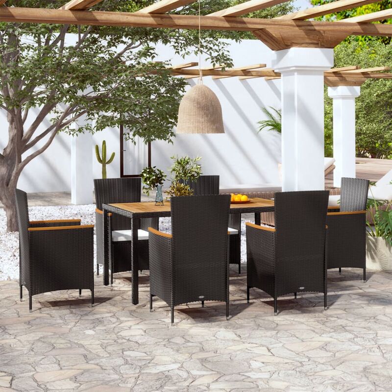 Set de comedor de jardín 7 piezas y cojines ratán sintético - Negro - Youthup
Set de comedor de jardín 7 piezas y cojines ratán sintético - Negro - Youthup