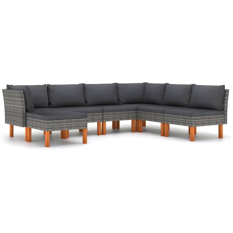 Set de muebles de jardín 7 pzas y cojines ratán sintético gris - Gris - Youthup
Set de muebles de jardín 7 pzas y cojines ratán sintético gris - Gris - Youthup