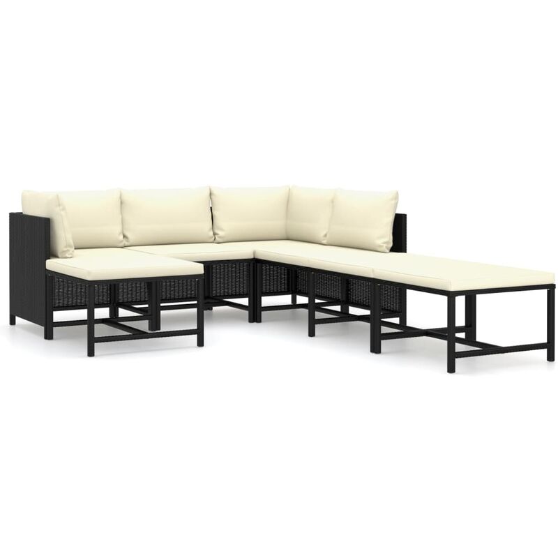 Set de muebles de jardín 7 pzas y cojines ratán sintético negro - Negro - Youthup
Set de muebles de jardín 7 pzas y cojines ratán sintético negro - Negro - Youthup