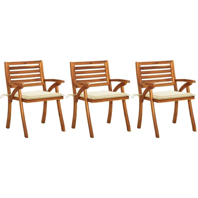 Sillas de comedor jardín con cojines 3 uds madera maciza acacia - Marrón - Youthup
Sillas de comedor jardín con cojines 3 uds madera maciza acacia - Marrón - Youthup