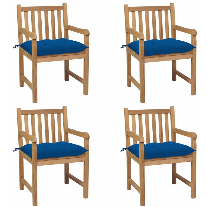 Sillas de jardín 4 uds madera maciza de teca con cojines azules - Marrón - Youthup
Sillas de jardín 4 uds madera maciza de teca con cojines azules - Marrón - Youthup