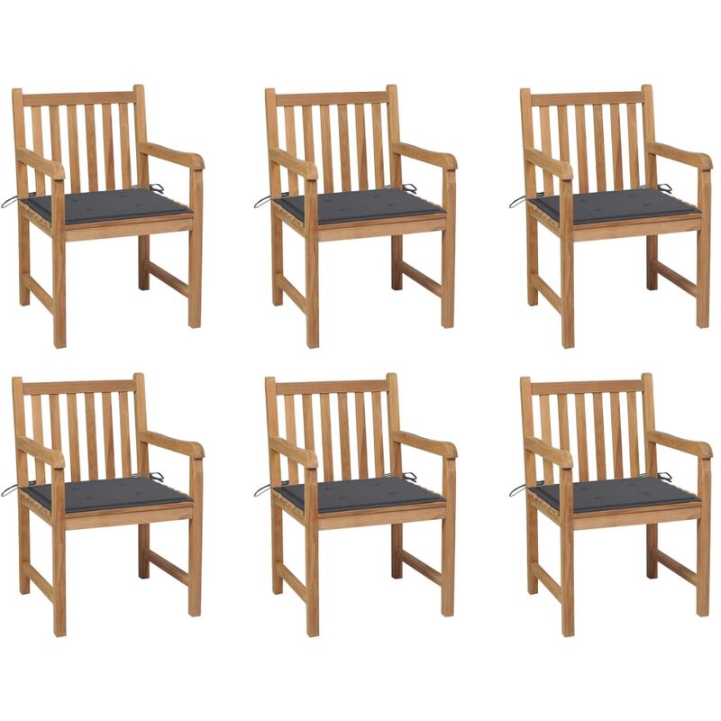 Sillas de jardín 6 uds madera maciza de teca cojines antracita - Marrón - Youthup
Sillas de jardín 6 uds madera maciza de teca cojines antracita - Marrón - Youthup