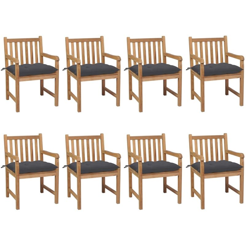 Sillas de jardín 8 uds madera maciza de teca cojines antracita - Marrón - Youthup
Sillas de jardín 8 uds madera maciza de teca cojines antracita - Marrón - Youthup