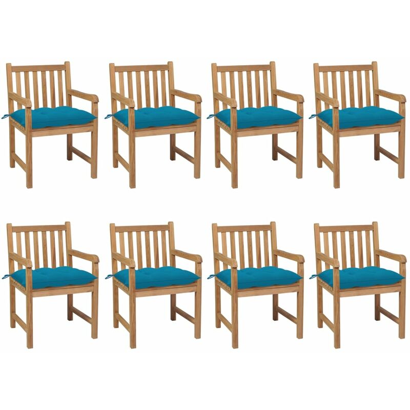 Sillas de jardín 8 uds madera maciza de teca cojines azul claro - Marrón - Youthup
Sillas de jardín 8 uds madera maciza de teca cojines azul claro - Marrón - Youthup