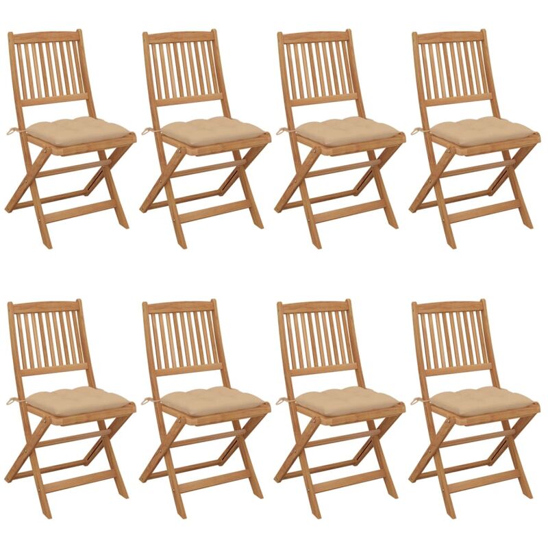 Sillas de jardín plegables 8 uds y cojines madera maciza acacia - Marrón - Youthup
Sillas de jardín plegables 8 uds y cojines madera maciza acacia - Marrón - Youthup