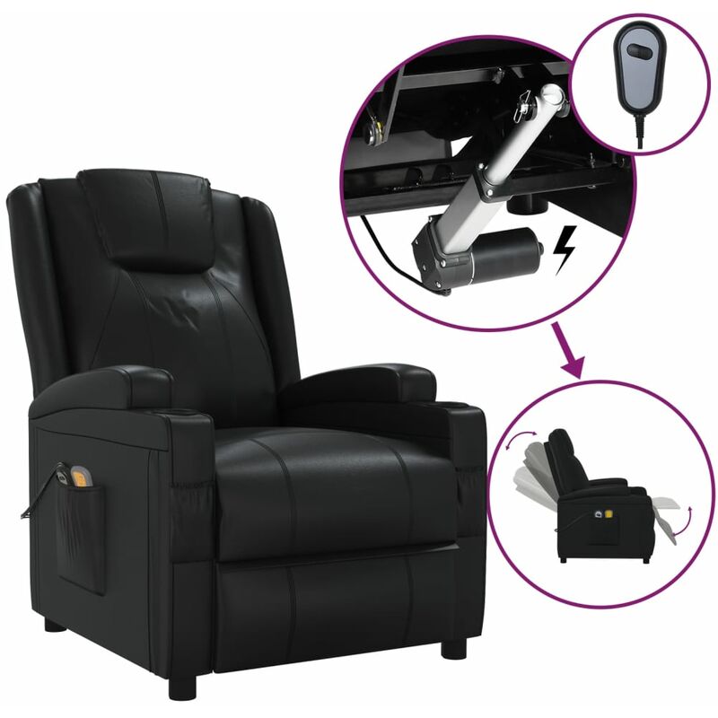 Sillón de masaje eléctrico reclinable de cuero sintético negro - Negro - Youthup
Sillón de masaje eléctrico reclinable de cuero sintético negro - Negro - Youthup