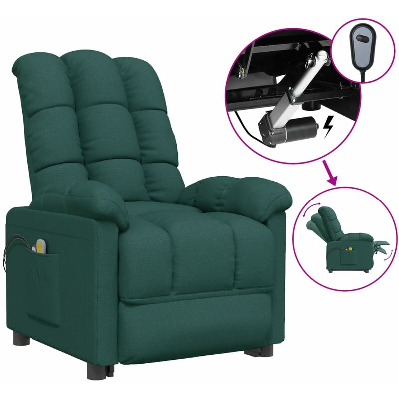 Sillón de masaje eléctrico y reclinable tela verde oscuro - Verde - Youthup
Sillón de masaje eléctrico y reclinable tela verde oscuro - Verde - Youthup