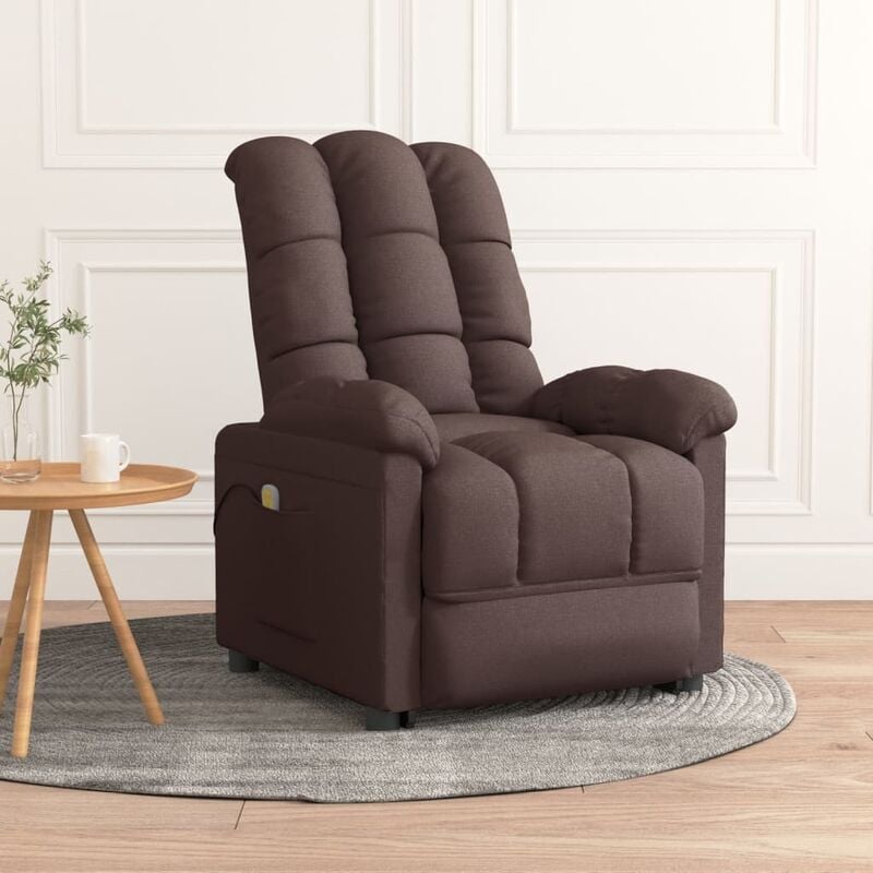 YOUTHUP Sillón reclinable de masaje de tela marrón oscuro - Marrón