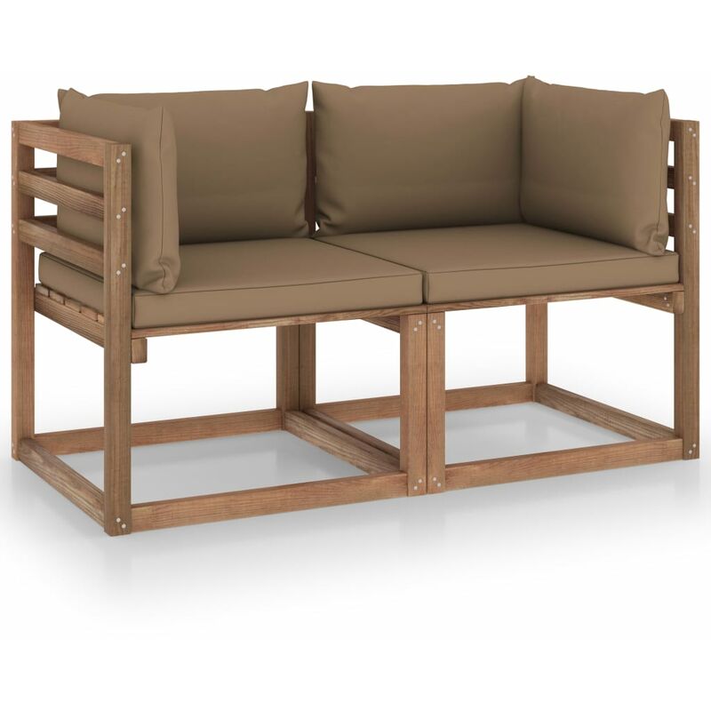 Sofá de palés de jardín 2 plazas cojines gris taupe madera pino - Gris Topo - Youthup
Sofá de palés de jardín 2 plazas cojines gris taupe madera pino - Gris Topo - Youthup