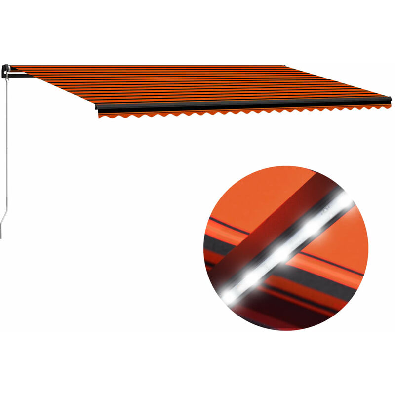 Toldo manual retráctil con LED naranja y marrón 600x300 cm - Naranja - Youthup
Toldo manual retráctil con LED naranja y marrón 600x300 cm - Naranja - Youthup