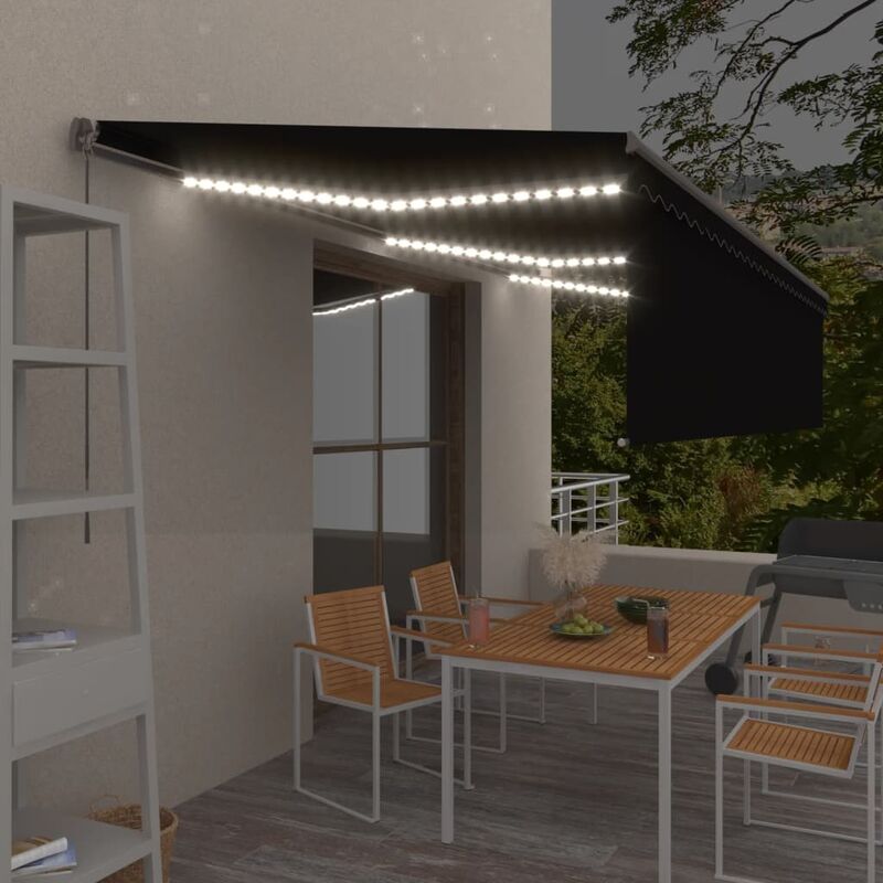 Toldo manual retráctil con persiana y LED 6x3 m gris antracita - Antracita - Youthup
Toldo manual retráctil con persiana y LED 6x3 m gris antracita - Antracita - Youthup