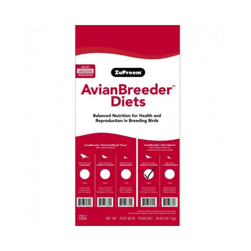 Pienso de CRIA para loros y conuros NATURAL AVIAN BREEDER 18.10 kg - Zupreem
Pienso de CRIA para loros y conuros NATURAL AVIAN BREEDER 18.10 kg - Zupreem